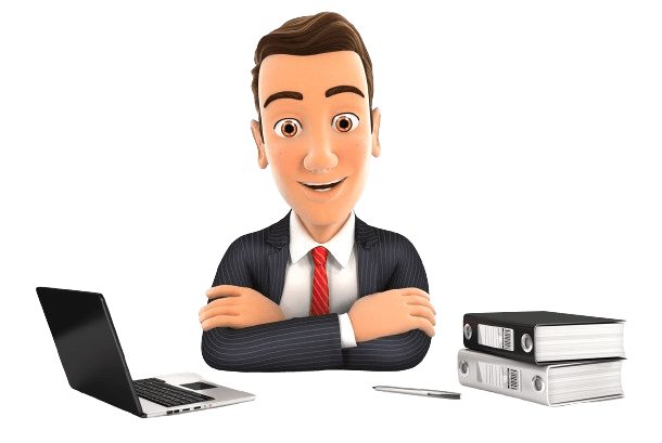 3d businessman sitting at desk