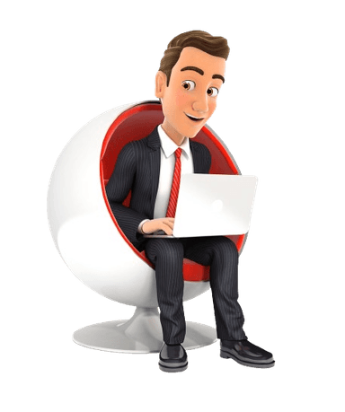 3d businessman sitting in round chair